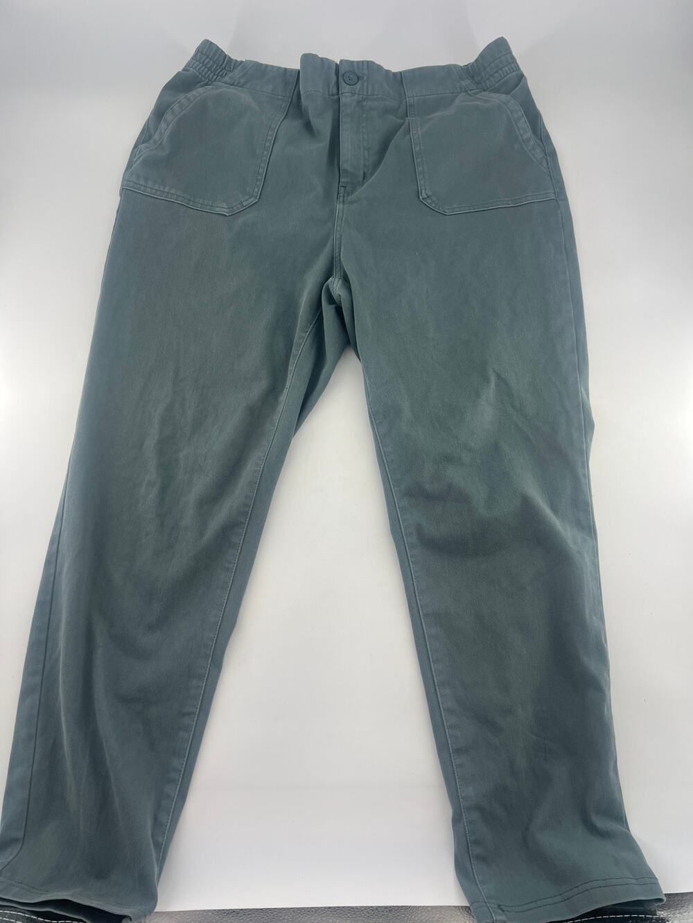 32 Heat Capri Pants Womens Large Blue Teal Stretchy Casual Pockets Activewear